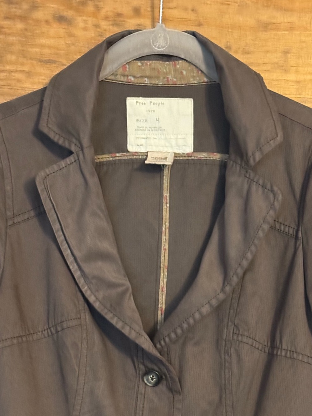Vintage FREE PEOPLE Regimental Military Trench Jacket 4 17.5” p2p Espresso EUC - Picture 4 of 11
